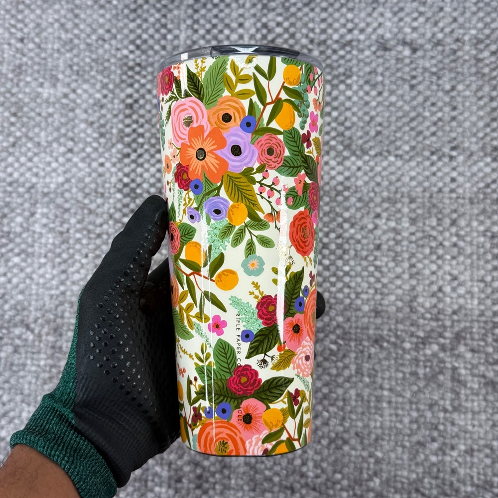 Corkcicle Tumbler Unisex 24oz Cream Floral Rifle Paper Co Garden Party Collab